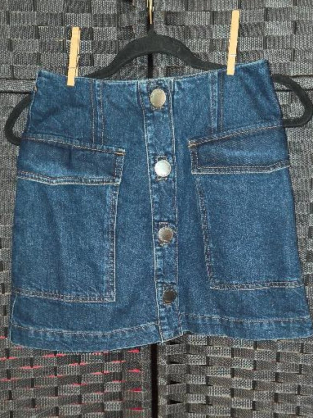 Topshop Moto Denim Button Front Mini Skirt